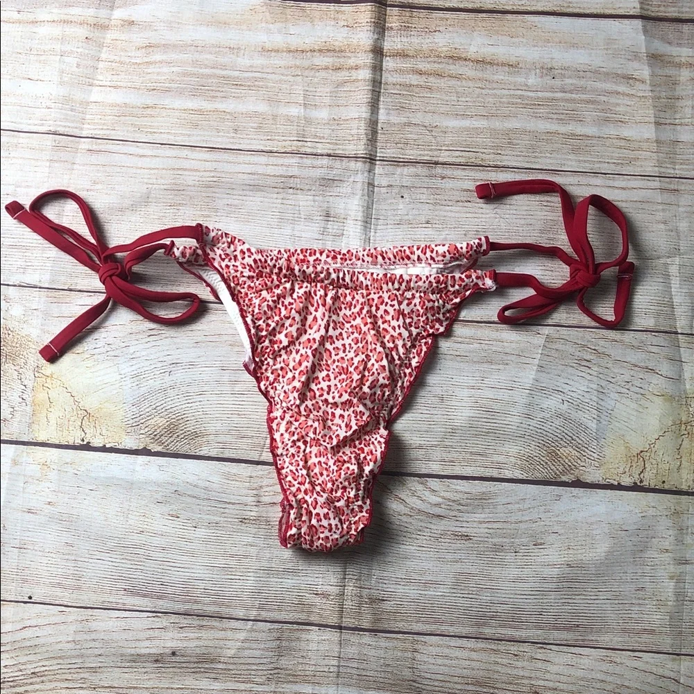 Frankie's Bikinis x PINK‎ Red and White Animal Print Bikini Bottom